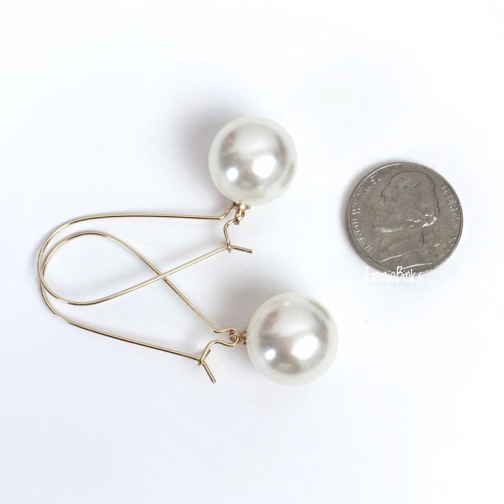 New Threader Style Pearl Drop Dangle Earrings - Kidney Wire Dangle - Picture 8 of 16